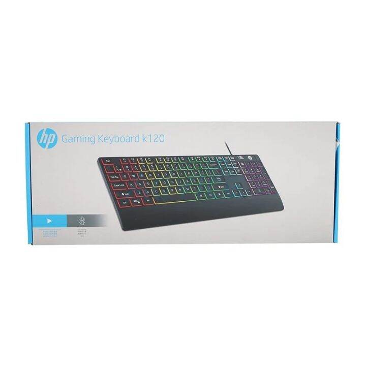 คีย์บอร์ดเกมมิ่ง ปุ่ม Membrane HP K120 Gaming Keyboard เอฟเฟกต์แสง LED