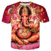 2023 newwomen Men ganesh เสื้อยืดช้างหัวฮินดู God Ganesha 3D พิมพ์ T เสื้อ