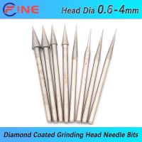 Grinding Head Needle Bits Burrs Engraving Carving Tool 2.35mm Shank for Glass Stone Jade Head Dia 0.6/0.8/1/1.5/1.8/2/2.5/3/4mm