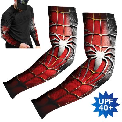 Breathable Ice Silk UV Protection Running Arm Sleeve Basketball Elbow Pad Outdoor Sports Arm Warmer Cooling Hand Cover 3D Spider Sleeves