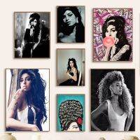 นักร้องเพลงดาว Amy Winehouse แนวตั้งผ้าใบวาดภาพโปสเตอร์ความงามศิลปะบนผนังผู้หญิงสำหรับห้องนั่งเล่นตกแต่งบ้านสมัยใหม่