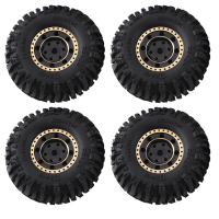 4Pcs 55X22Mm 1.0 Brass Wheel Rim Rubber Tire Parts Accessories for 1/18 1/24 RC Crawler Car Axial SCX24 AX24 TRX4M FMS FCX24 Upgrade Parts