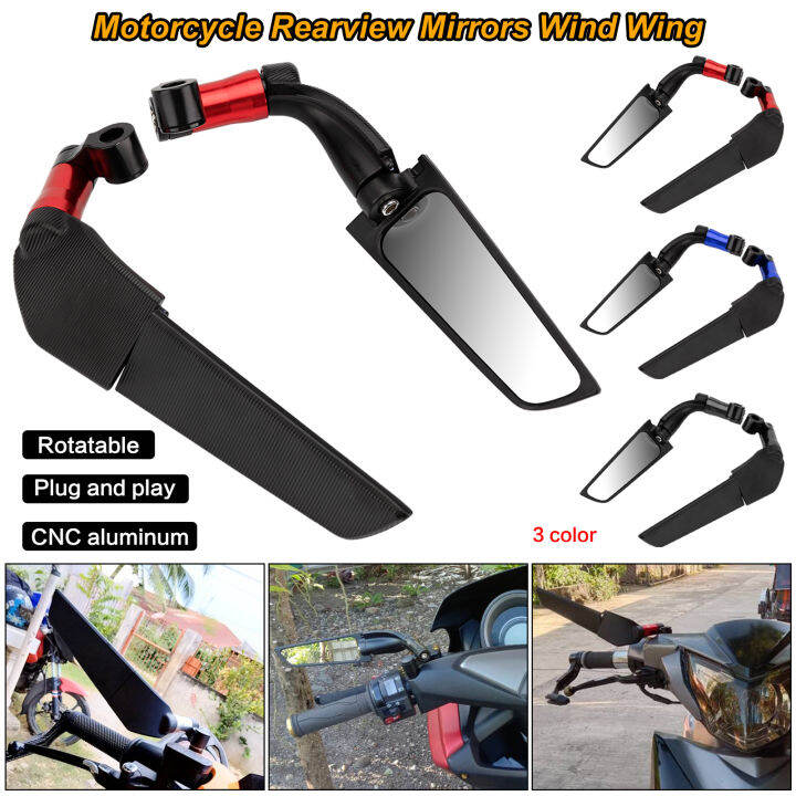 2Pcs Wing / Winglet Adjustable Rotating Side Mirror For Motorcycle
