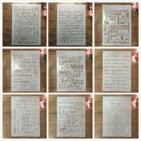 9Pcs/Lot A4 29cm Words Paragraph Text Article DIY Layering Stencils Painting Scrapbook Coloring Embossing Album Decor Template Rulers  Stencils