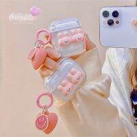 [SOSO 3C accessories] สำหรับ AirPods 1 2 3 Pro หูฟังกรณีน่ารักสีชมพูสามมิติหัวกระต่ายรักยิ้มจี้ใสนุ่มป้องกันการล่มสลายเชลล์