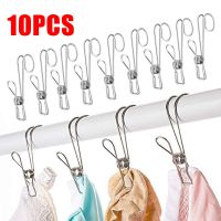 10/5pcs Stainless Steel Clothes Pegs Multipurpos Bathroom Towel Hook Clip Kitchen Organizer Hook Pegs Clothing Socks Metal Clamp Clothes Hangers Pegs