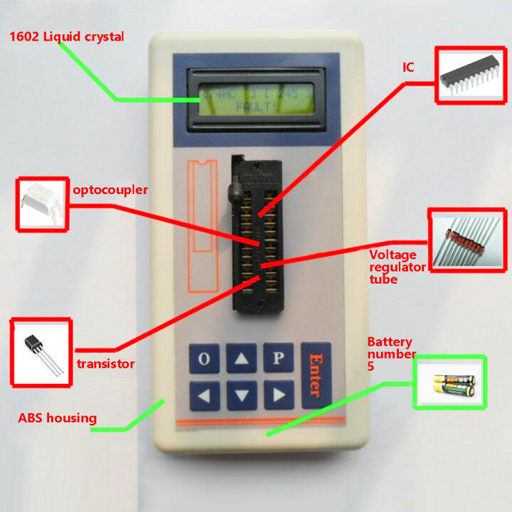 วงจรรวม-ic-ชิปทดสอบทรานซิสเตอร์-optocoupler-เครื่องขยายเสียงในการดำเนินงาน-regulator-หลอดอุปกรณ์ระบุอัตโนมัติ