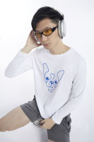 ESP เสื้อทีเชิ้ตแขนยาวลายเฟรนช์ชี่ ผู้ชาย สีขาว | Long Sleeve Frenchie T-Shirt | 3860