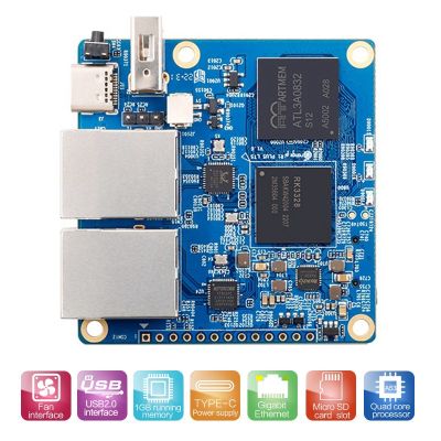 For Orange Pi R1 Plus LTS Development Board+Aluminum Alloy Shell RK3328 Gigabit Ethernet Port Programming Learning Board