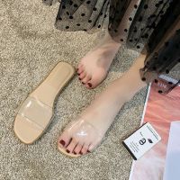 รองเท้าแตะใส่ Sandal Jepit Teplek เวอร์ชันเกาหลีฤดูร้อนลากครึ่งสำหรับผู้หญิงสไตล์ใหม่ของสีลูกอมรองเท้าแตะสวมรองเท้าแตะใสกันลื่นสำหรับผู้หญิง