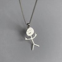 【CC】 Fashion Hip Hop Fxck You Doodle Pendant Necklace Man Woman Stickman Middle Punk Jewelry