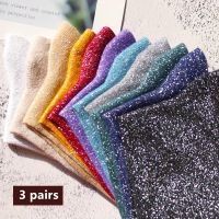 【LZ】۞  Meias de glitter filigrana para mulheres colorida estilo coreano moda sexy primavera outono alta qualidade 3 pares