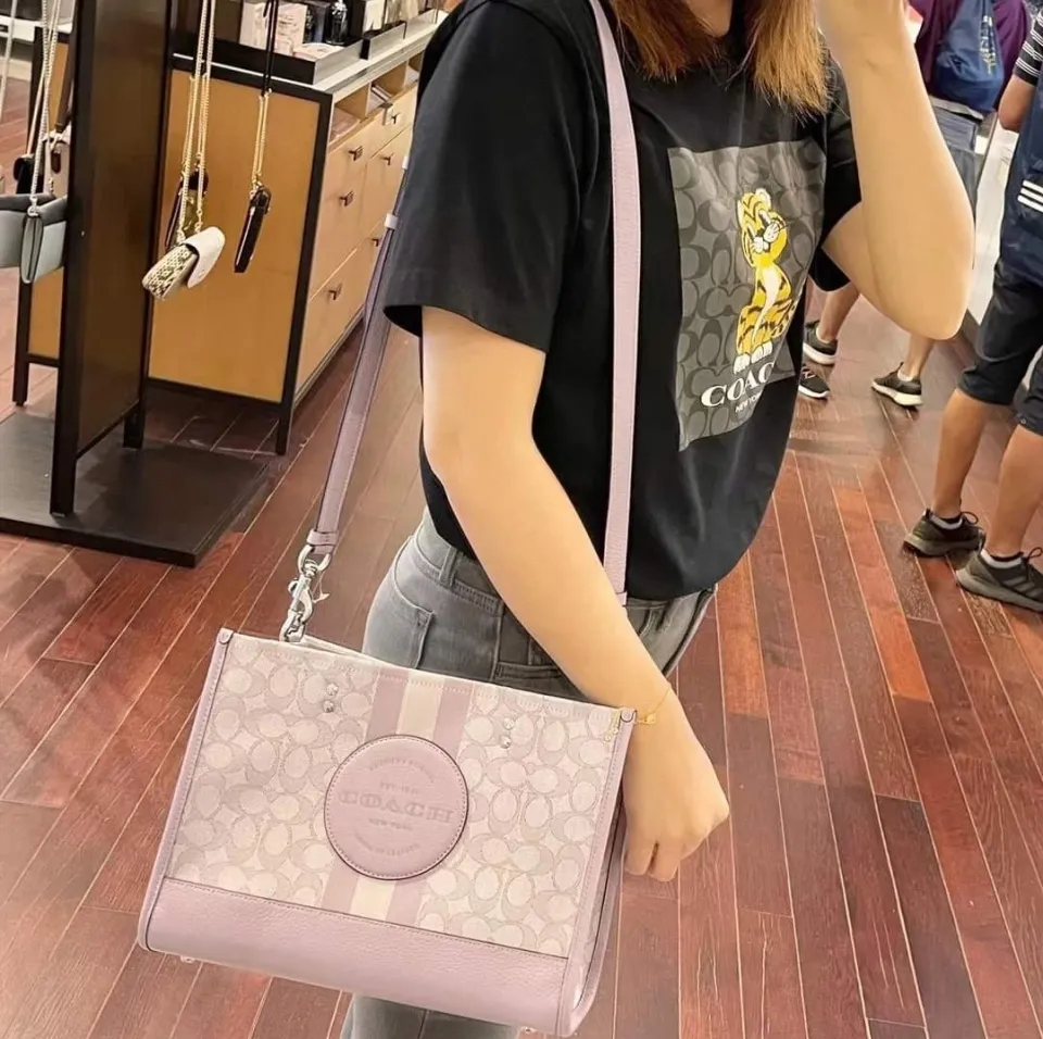 Original Coach Dempsey Carryall In Signature Jacquard With Stripe And Coach  Patch C8448 In Soft Lilac Color