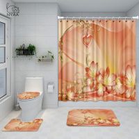 {Bathroom sale} RoseShower CurtainCarpet Set Toilet CoverMat Cushion Cover ผ้าม่านห้องน้ำ Valentine 39; S Day Present