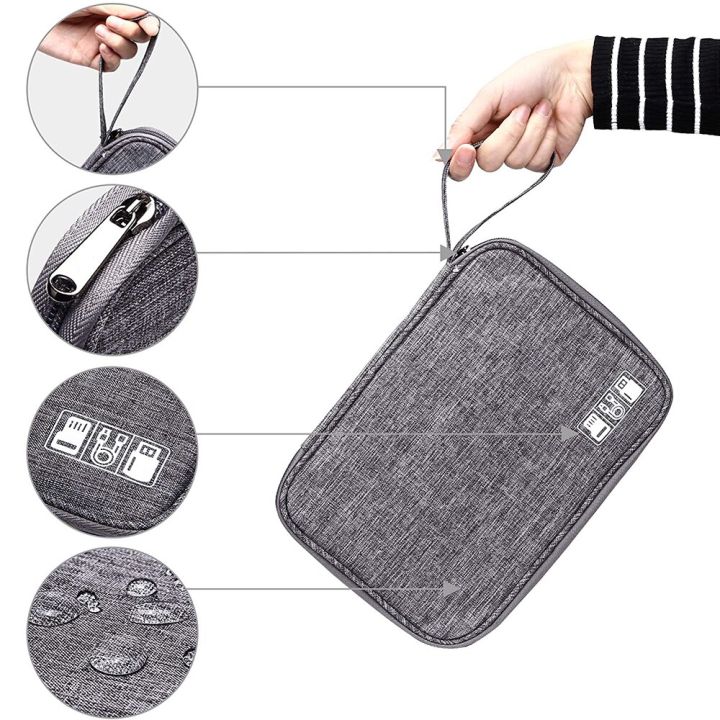bazlee-กระเป๋าที่เก็บดิจิตอลที่เก็บสายข้อมูล-usb-สำหรับกระเป๋าสายหูฟังแบตสำรองปากกาชุดเดินทางเคสกระเป๋าอุปกรณ์อิเล็กทรอนิกส์