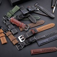 Gelang jam tangan kulit asli untuk Panerai tali jam tangan pria kuda gila kualitas tinggi 20mm 22mm 24mm 26mm