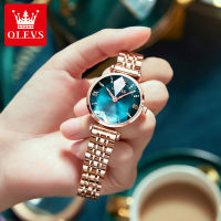 OLEVS Rhombus Glass Green Womens Watches Top Brand Luxury Casual Fashion Quartz Watch Women Waterproof Clock Ladies Wristwatch