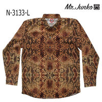 ?ส่งฟรี?เชิ้ตแขนยาว งานต่อลาย Mr.Junko ผ้าซาติน นิ่มใส่สบายไม่ร้อน N-3133-L