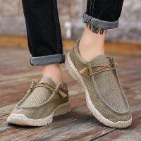 2023 Mens Casual Shoes Summer Breathable Slip On Durable Men Shoes Fashion Solid Wear-Resistant Lightweight Flats Plus Size