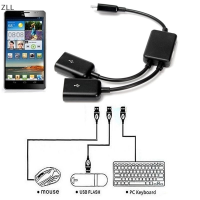 ZLL Dual Micro USB OTG HUB Host ADAPTER CABLE สำหรับแท็บเล็ตพีซีและโทรศัพท์สมาร์ท