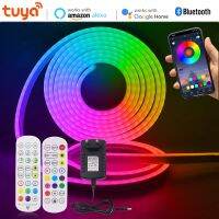 แถบแสงนีออน LED 12V Tuya ชีวิตอัจฉริยะบลูทูธ RGB แถบไฟ LED เทปปากการูปหัวใจตกแต่งห้องทำงานกับ Alexa Google Home