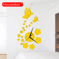 Houseeker Đồng Hồ Treo Tường Hình Hoa Bướm Bằng Acrylic 3D Đồng Hồ Dán thumbnail