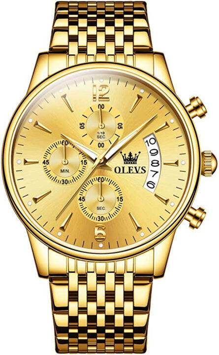 olevs-mens-stainless-steel-chronograph-watch-big-face-gold-silver-black-tone-easy-to-read-analog-quartz-watch-luxury-waterproof-date-diamond-roman-arabic-numerals-dial-dress-watch-for-men-gold-dial-go