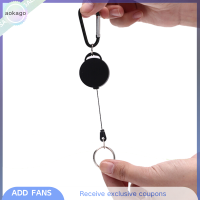 Aokago Black Retractable Key CHAIN Reel เหล็กสายไฟ recoil เข็มขัดพวงกุญแจผู้ถือป้าย