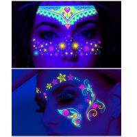 【YF】 INS Fluorescent  Waterproof Temporary Tattoo Sticker Y2k Neon Face Music Festival Glowing Fake Kpop Makeup YZL1