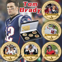 American Football Tom dy Gold Plated Commemorative Coins Collectible Challenge Coin with Holder Sports Souvenir Gifts for Boy