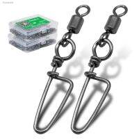 ✱✢﹉ 50-100pcs/ 1box Fishing Connector Swivels Interlock Pin Rolling Swivel With Hooked Snap For Fishhook Lure Fishing Accessories