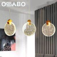 OSABO โคมไฟระย้าคริสตอลที่ละเอียดอ่อนโคมไฟระย้าที่ทันสมัย LED สำหรับทางเดินบันไดไฟเพดานภายนอกเตียงนอนโคมไฟติดเพดานตกแต่งบ้านเงางาม