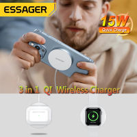 Essager 3 In 1เครื่องชาร์จไร้สาย QI 15W แม่เหล็ก,แท่นชาร์จโทรศัพท์แบบเร็วสำหรับ Iphone14 Airpods Pro ที่ชาร์จสำหรับนาฬิกา Apple Ios Macsafe