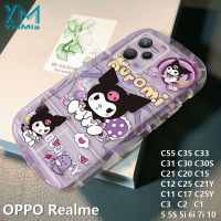 YiaMia เคสโทรศัพท์แฟชั่นน่ารัก Kuromi สำหรับ OPPO C55 C53 C20 5i C35 C33 C31 C30 C21Y C25Y Realme C21 Realme C12 7i ช่องกล้องแม่นยำ10ฝาหลัง TPU นิ่มแบบคลุมทั้งหมด