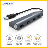 Wavlink USB 3.0ถึง4พอร์ต USB Hub อลูมิเนียมร่างกายมัลติฟังก์ชั่ D Ock สถานีเชื่อมต่อ LED ตัวชี้วัดการถ่ายโอนข้อมูลความเร็วสูง5 Gbps เหมาะสำหรับ PC,แล็ปท็อป,Ultrabook,โน๊ตบุ๊ค