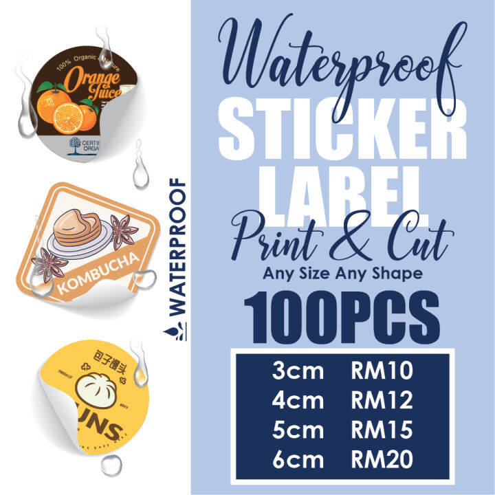 Custom Waterproof Sticker Label Printing Product 3cm to 6cm 100PCS