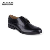 DAPPER รองเท้าหนังแบบผูกเชือก Hi-Shine Classic Derby Shoes สีดำ