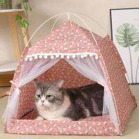 Cat Sleeping Nest Semi-Enclosed Cat Tent House Breathable Hut Shelter พร้อมประตูหน้าจอสำหรับฤดูร้อน Bed Supplies