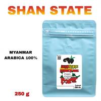 SHAN STATE MYANMAR เมล็ดกาแฟคั่ว อราบิก้า 100 %บรรจุถุงซิปล็อคติดวาล์ว 250 กรัม