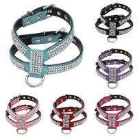 Fashionabe Shine Bling Rhinestone Dog Collar Adjustable s Products Necklace Dogs Harness 1 PC PU Leather