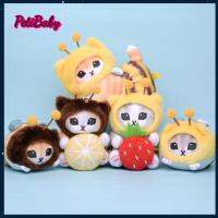 PETIBABY จี้ห้อยรูปผลไม้รูปการ์ตูนตุ๊กตาแมวกำมะหยี่ขนาด10ซม./12ซม./18ซม. กระเป๋าลายสร้างสรรค์ชุดเดรสประดับตุ๊กตาแมวผึ้งสากล