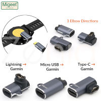 Migeet Lightning อแดปเตอร์หัวเปลี่ยนสายชาร์จช่องเสียบเครื่องชาร์จ IOS/ไมโคร USB/ชนิด C To 4พินสำหรับ Garmin Forerunner 55 245 255 255S 955 945 935ดนตรี Venu SQ SQ2บวก Vivoactive 3องค์ประกอบ Vomviove Sport Style Luxe S12 S40 S42 s62 S60D2Air X10