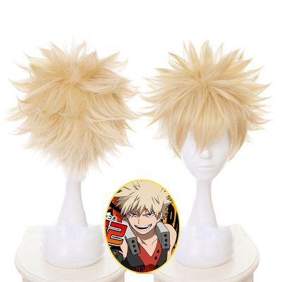 Anime My Hero Academia Katsuki Bakugo Cosplay Wig Short Wig Boku No Hero Academia Fiber Hair Free Wig Cap Party Props Men Woman