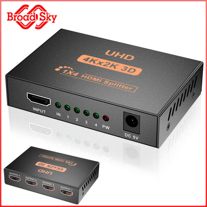 Broad Sky 1x4 HDMI Splitter Hdmi Switch Repeater Amplifier 1080P HD 4K