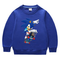 Sonic The Hedgehog Boy กีฬาแขนยาวผ้าฝ้าย100% รอบคอ2-9ปีเสื้อผ้าเด็กเสื้อกันหนาวสำหรับชายหญิงฤดูใบไม้ผลิและฤดูใบไม้ร่วง Hooded เสื้อกันหนาว