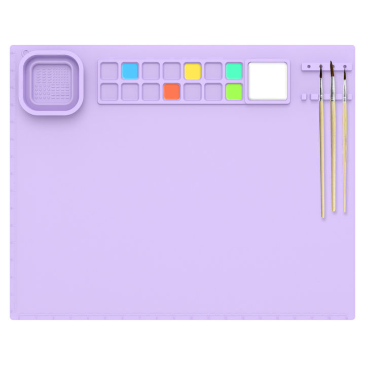 Silicone Painting Mat Reusable Soft Silicone Artist Mat with Paint Tray and  Removable Water Cup 20 x 16 inch Non-stick Silicone Craft Mat for Painting  Resin Casting DIY Art Craft 