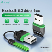 Aitemay USB Bluetooth Adapter 5.3 Wireless Receiver Transmitter Dongle For