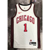 Hot 【hot pressed】2023 nba jersey Chicago Bulls No.1 Rose white city edition basketball jersey
