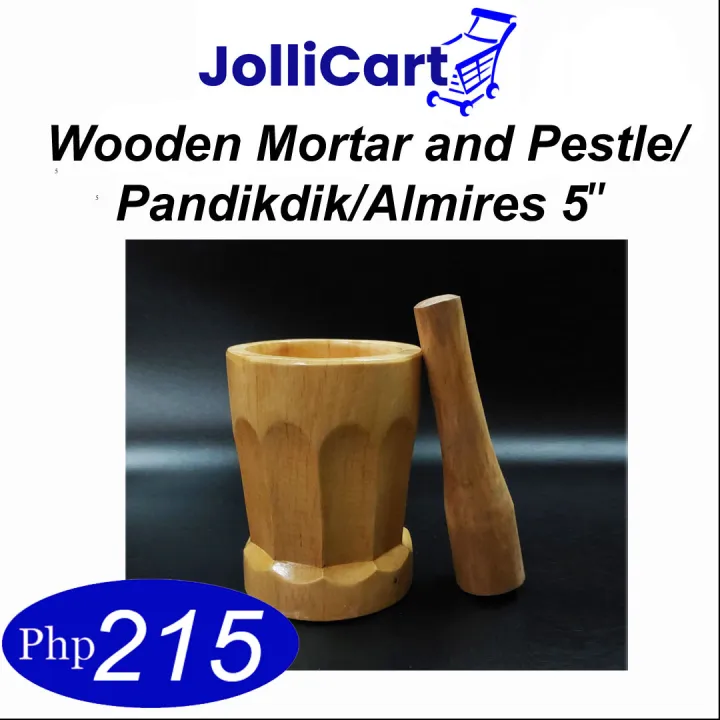 JolliCart Decorative Wooden Mortar And Pestle/Pandikdik/Almires H5" x