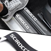 【CW】 4pcs car accessories Door Sill Protector Stickers Leather Carbon for SCIROCCO styling